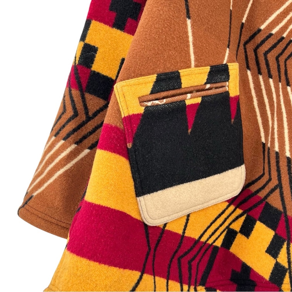 Lindsey Thornburg x Pendleton Brown Native American Print Wool Cape Cloak Coat - Picture 5 of 14